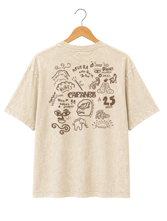 Playera Unisex Mineral Wash Diseño "Collage"