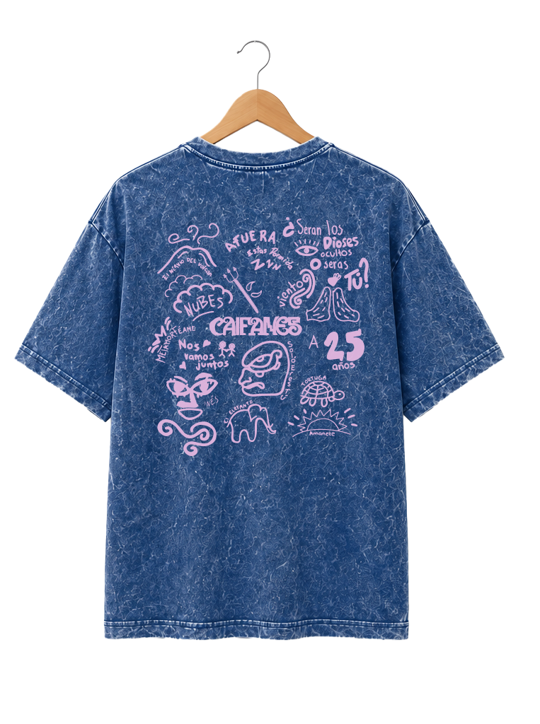 Playera Unisex Mineral Wash Diseño "Collage"