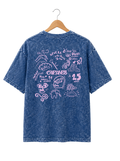 Playera Unisex Mineral Wash Diseño "Collage"