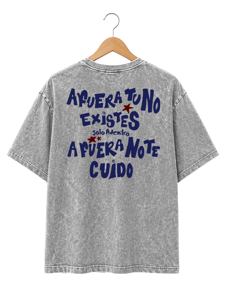 Playera Unisex Mineral Wash Diseño "Afuera"