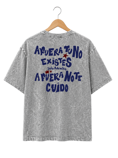 Playera Unisex Mineral Wash Diseño "Afuera"