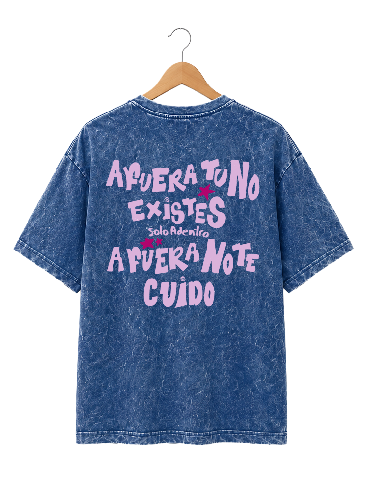 Playera Unisex Mineral Wash Diseño "Afuera"