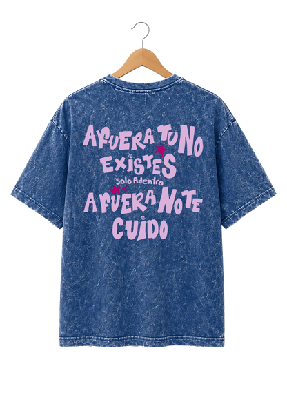 Playera Unisex Mineral Wash Diseño "Afuera"