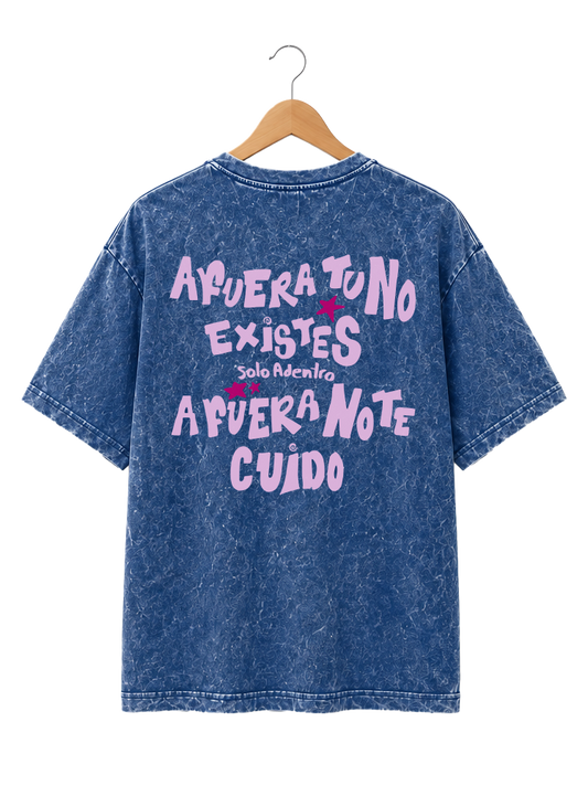 Playera Unisex Mineral Wash Diseño "Afuera"